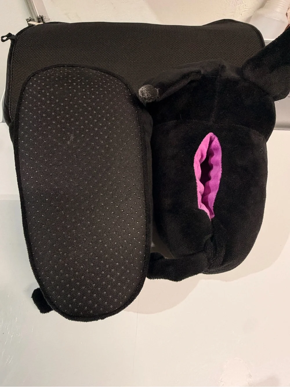 Sanrio Kuromi Black and Pink Plush Kids Slippers